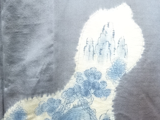 JAPANESE KIMONO / ANTIQUE MENS HAORI / SILK / SHIBORI / TSUMUGI / GOURD